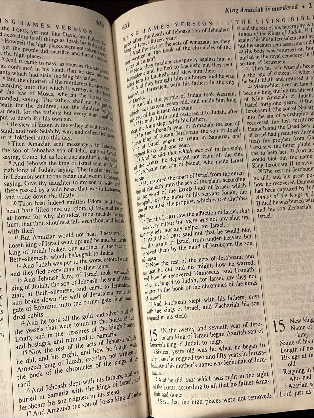 PTL Parallel Bible KJV & The Living Bible Large Print Burgundy Leatherette 1983